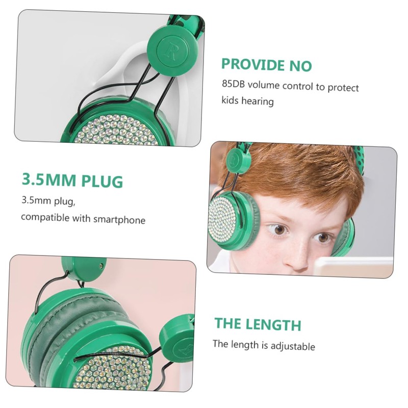 Mipcase Rhinestone Dinosaur Headphones for Headset with Mic Safe Volume