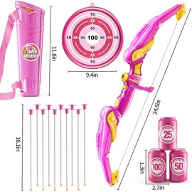 Bow and Arrow for 3 4 5 6 7 8 9 10 Year Old Kids Girls, LED Light Up Archery Toy with 10 Suction Cup Arrows, 4 Target & Quiver, Indoor Outdoor Sport Toys, Birthday Gift Toys for Kids Girls