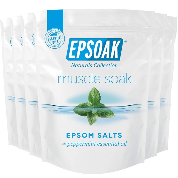 Epsoak Muscle Soak 12 lbs. - Speed Muscle Recovery, Soothe Aching Muscles, and Reduce Inflammation with Epsom Salt & Premium Eucalyptus & Peppermint Essential Oils (Qty 6 x 2 lb. Bags)