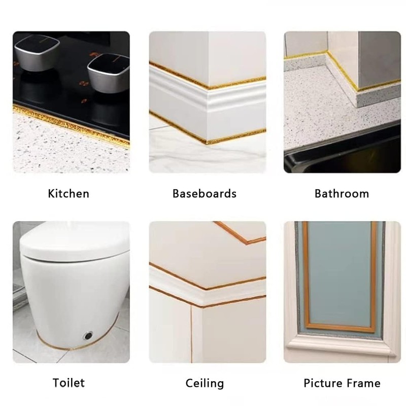 Ebrima Peel and Stick Flexible Decorative Trim, Self Adhesive Glitter