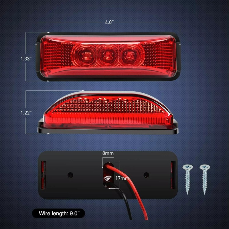 Nilight 4PCS 3.9" Led Trailer Light Amber & Red Truck