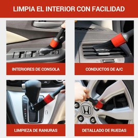 Lumbor37 Brochas para Detallado Automotriz, Cepillo para Detallar, Juego de Cepillo para Limpieza de Coche, Kit de Brochas para Detallado Automotriz para Tablero,Limpiar Llanta