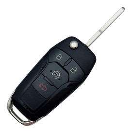 Replacement Flip Key Fob Shell Case for Ford F-150 F-250 F-350 F-450 F-550 Bronco Ranger XLT Raptor 4 Buttons Keyless Entry Remote Car Key Fob Cover Casing with Uncut Blade Blank (‎for Ford-C)