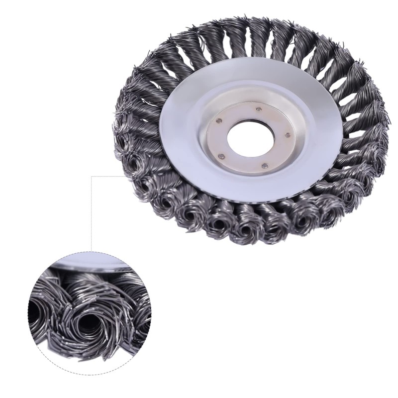 6-Inch Rotary Steel Wire Weed Brush Blade with Universal Adapter
