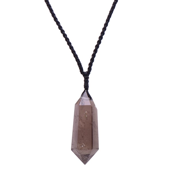 2 Inches Large Healing Crystal Necklace Smoky Quartz Pendant with