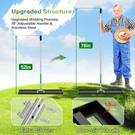 Lawn Leveling Rake 36X10 inch,Extra Wide Lawn Leveler,78" Levelawn Tool,Adjustable Steel Extended Handle Lawn Level Tool,Heavy Duty Yard Leveling Rake Suit for Garden,Golf Lawn and Farm