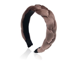 Dresyu Braided Headbands Velvet Headband for Women Soft Twisted Hair Hoop Non-Slip Wide Padded Hairband for Makeup, Washing Face, Daily Wear