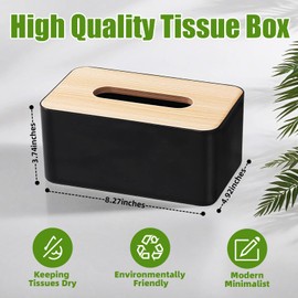 Bamboo Tissue Box Cover - Versatile Tissue Box Holder for Bathroom,Home,Office & Car - Compact Size 8.27"x4.92"x3.74",Eco-Friendly, Space-Saving Design for Any Surface