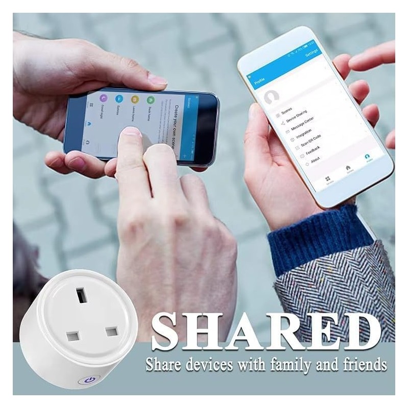 Smart Wi-Fi Plug Socket with Timer, App Remote Control, Works
