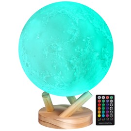GROPINFLY Moon Lamp, Sliding Control Moon Night Light, Kids Night Light, 16 Colors Moon Light with Unique Stand, Remote&Sliding Control, Timing, USB Rechargeable, Gift for Kid Friend Lover, 6 in