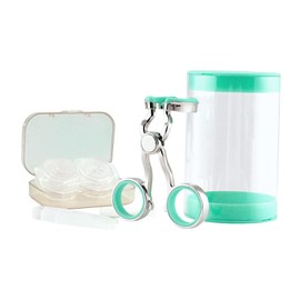 Colcolo Contact Lens Wearing Aids Eyelid Opener Outdoor Activity, Traveling Contact Lens Tool Set, with Contact Lens Case for Dating, Green