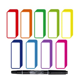 Changyeah Magnetic Dry Erase Labels, 54 pcs Reusable Name Tags Magnets for Students Classroom,9 Color Refrigerator Blank Writable Erasable Card for School Office Label with Pen