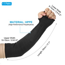 PATIKIL 18 Inch Cut Resistant Sleeve, 1Pair Arm Safety Protectors Sleeves with Thumb Hole Level 5 Protection Forearm Guard Sleeves for Thin Skin and Bruising, XL, Black