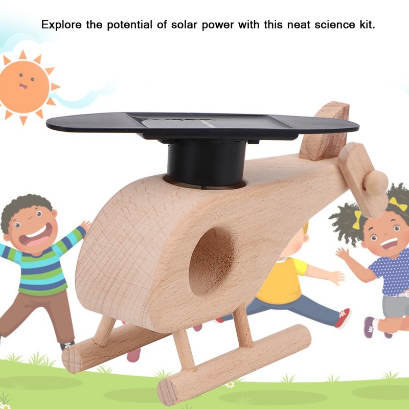 Solar Powered Helicopter Kids Intellectual Science Kit Puzzle Toy Perfect