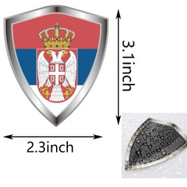 Serbia Flag Decal Sticker - Serbian Flags Shield Shape Reflective Vinyl Car Stickers - for Car Window Bumper Laptop Waterproof Sticker (5Pcs)