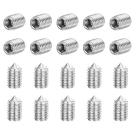 sourcing map 40Pcs Set Screws M3x5mm 304 Stainless Steel Cone Point Hex Socket Grub Screws for Machinery, Home Repairs, and Fixtures Silver
