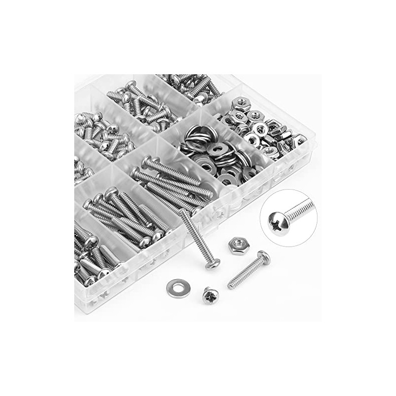240 Pieces #6-32 Phillips Pan Head Machine Screws Nuts Washers