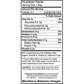 In Love Gourmet Blackberry Balsamic Vinegar 250ML/8.5oz Great on Fish, Chicken, Roasted Meats, Amazing on Ice Cream