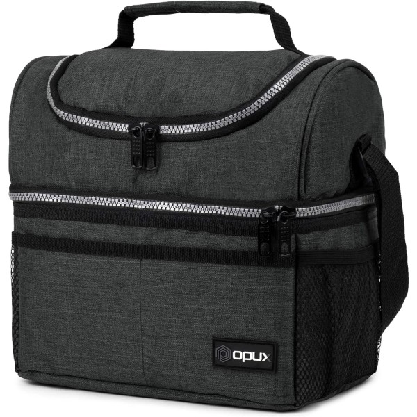 OPUX Lunch Box For Men Women, Insulated Large Double Decker