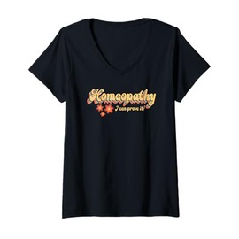 Womens Homeopathy Proving it Joke Retro V-Neck T-Shirt