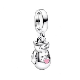 PAGOGO Jewelry HEART Boxing Glove Dangle Charm for Women Bracelets and Necklaces 925 Sterling Silver,Mother's Day for Women