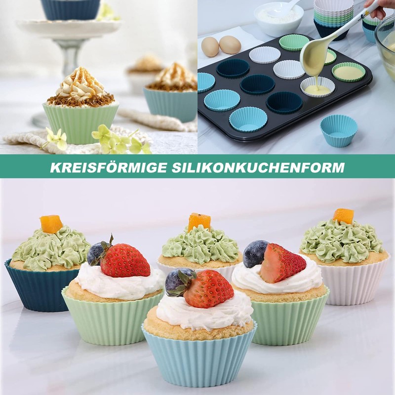Silikon Muffinförmchen, 24 Stück Muffinform Silikon, Mini Muffins Backform Wiederverwendbarer