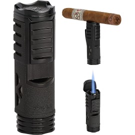 Xikar Tactical 1 Single Jet Flame Lighter, Cigar Rest On Top, Black