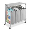 Whitmor 3 Section Rolling Laundry Sorter with Folding Station -