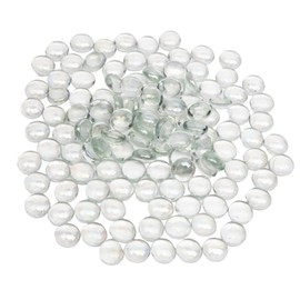 MBHKRRS 2 lb Clear Glass Beads for Vases, Glass Pebbles, Clear Flat Glass Marbles for Vase Filler Flower Candle Crafts and Wedding Decoration