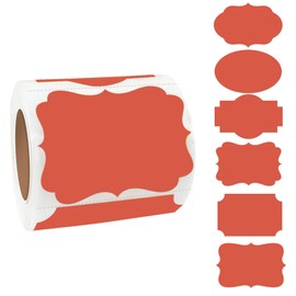 Yeachlaing Red Labels - 250 PCS 3" x 2" Fancy Shape Stickers for Storage Box or Food Jars