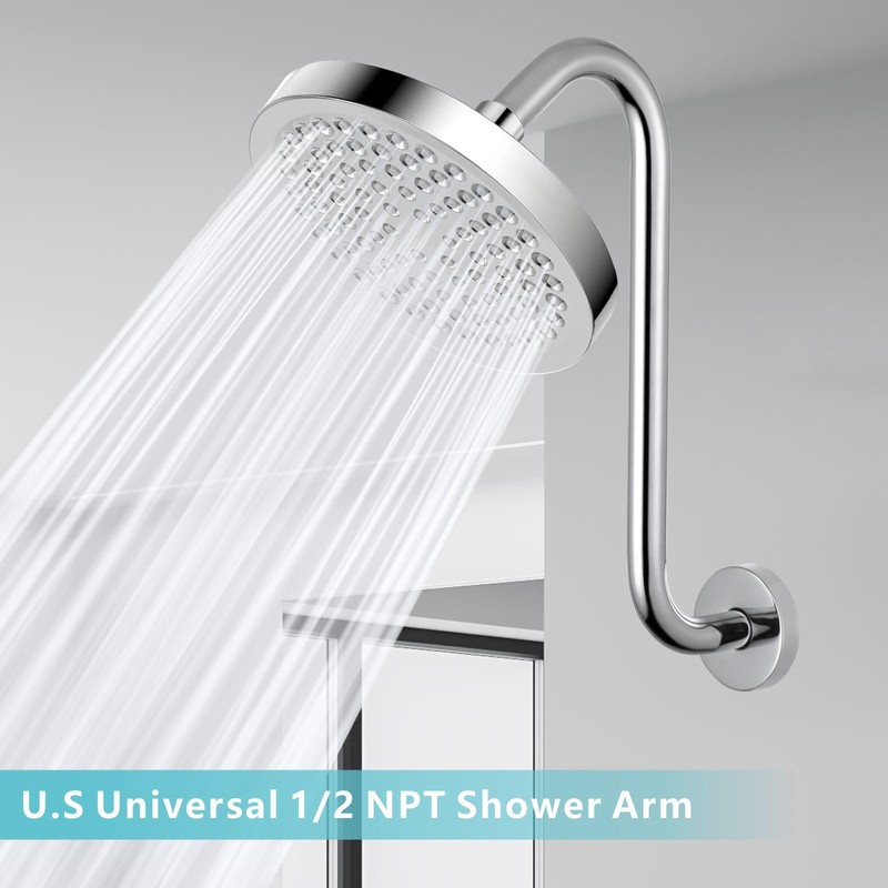Nuodan Shower Head Extension Arm with Flange, S Shaped High