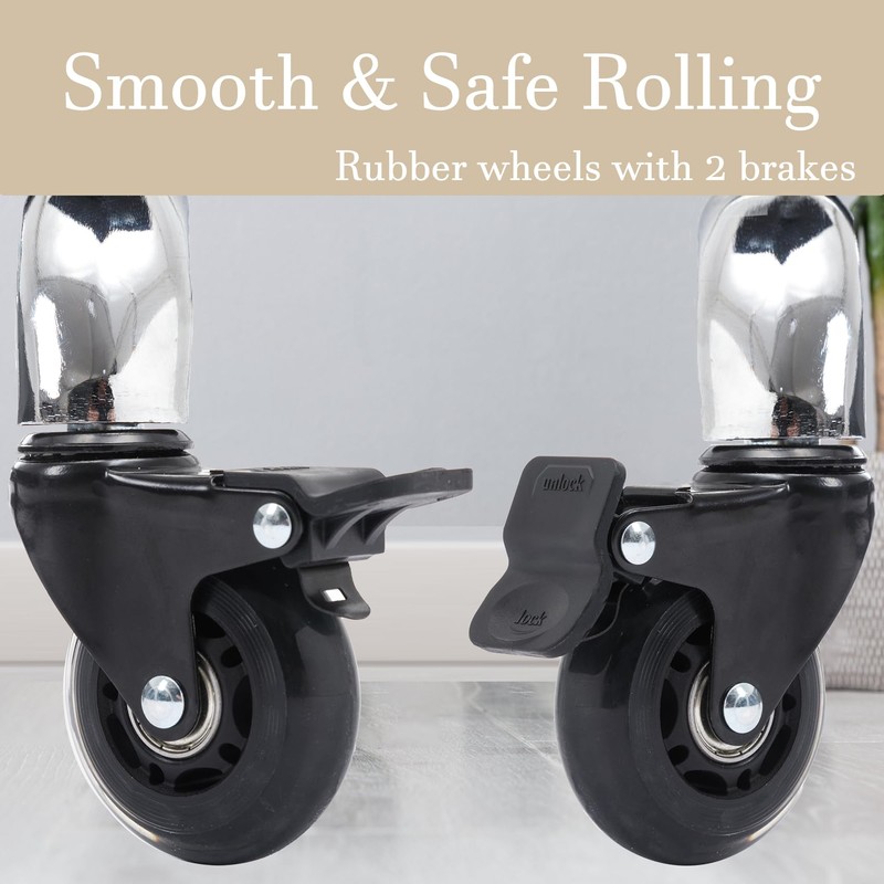 CoVibrant Adjustable Rolling Stool with Extra Wide Seat, Lockable Rubber