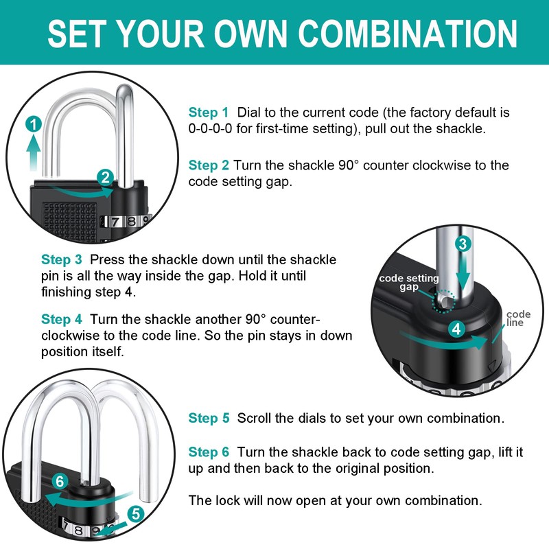 ZHEGE Gym Lock 4 Digit Combination Padlock for Locker, School,