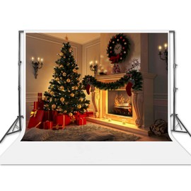 LAPONO Background Decoration for Photography Vinyl Photo Fireplace Christmas Tree Background for Children Adults Studio Prop Decorations (Size : 150 x 210 cm)