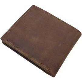 myledershop Genuine Buffalo Full Leather Landscape Format Wallet with Tractor Motif and RFID & NFC Protection, Cognac, Classic