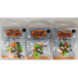 SHUR STRIKE 3- Shur Strike HOT Ball Spins GTR 3 pack  9pc VALUE pack RED Hook Bass, Walleye