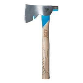 OX Tools Pro 14 Inch Carbon Steel Hatchet, Straight Hickory Handle & Smooth Face Hammer Head OX-P094814