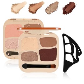 Paleta De Sombras De Ojos Mate De 4 Colores, Polvos De Sombra De Ojos Con Brillo Y Ayuda Para El Maquillaje De Ojos, Paleta De Sombras De Larga...    