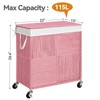 WOWLIVE Double Laundry Hamper with Lid, Handwoven Rolling Laundry Basket