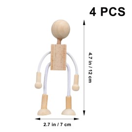 HOMSFOU Pack of 4 Wooden Peg Dolls 3 Inch Unfinished Dolls Make Your Own Painted Plug Dolls Made of Wood Wooden Darning Mushroom People Made of Wooden Stake Child Bamboo Malleable Decorations