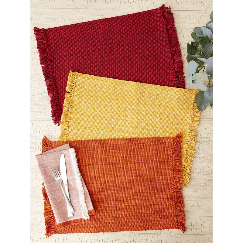 DII Variegated Tabletop Collection, Placemat Set, 13x19, Apricot, 6 Piece