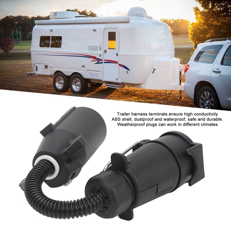 7 Way Round Trailer Plug Adapter Wire Connector RV Truck