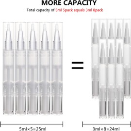 Paquete de 5 bolígrafos transparentes de 5 ml para aplicador de aceite de cutícula, bolígrafo de aceite de uñas vacío con punta de pincel, tubo líquido para el crecimiento de pestañas, recipiente cosmético para brillo de labios (5 unidades)