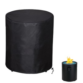 SheeChung Fire Pit Round Cover 24" D X 27" H,Heavy Duty 600D Waterproof & Weather Resistant Outdoor Cover,Fits 20-24 inch Column Propane Gas Firepit Bowl