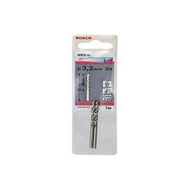 Bosch 2608585912 Din338 HSS-G Metal Drill Bit, 3.2mm x 36mm x 65mm, Silver, Pack of 2