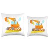 Happy Excavator Shovels Sand on Construction Site Boys Throw Pillow