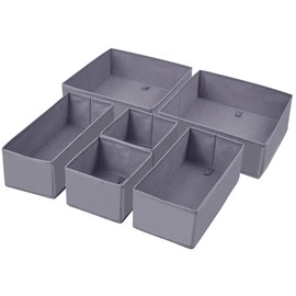 homyfort Dresser Drawer Organizer, Foldable Cloth Storage Box Closet Cube Basket Bins Containers Divider with Drawers for Underwear, Bras, Socks, Ties, Scarves, Set of 6, Grey