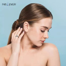 Paris Jewelry 18K Black 2ct Created White Round Engagement Wedding Ring Plated Size 12