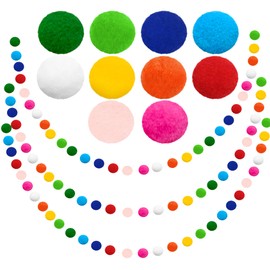 3Pcs Felt Ball Garland,Pom Pom Garland,Spring Garland 6.5 Feet Long 30 Balls Easter Felt Garland
