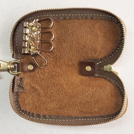 Leather Workshop PARLEY FE-11 Parley Key Case, Key Pouch, 4 Layers, Women's, Men's, Deerskin Leather, Brand, Car Keys, Smart Key, Compact, Cute, Fashionable, red brown